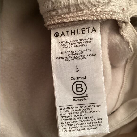 ATHLETA SIZE LARGE RETROPLUSH CREWNECK SWEATSHIRT TUNIC - Picture 10 of 10